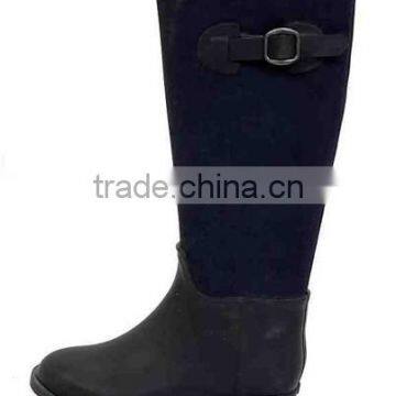 Black fabric upper wellington boots