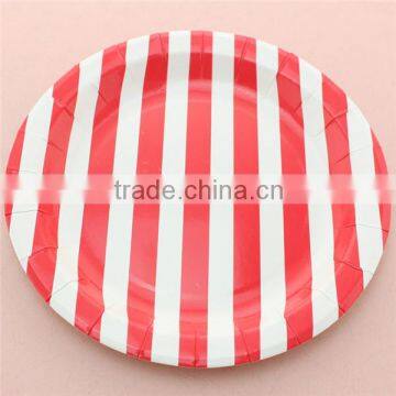 Disposable Striped Round Paper Plates