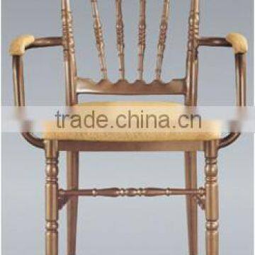 Modern Wedding Dining Chair Fabric Hotel Chair Chivari Chair With Armrest Aluminum Banquet Chair BY-1238