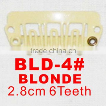 BLD-4# (NiceRemyHair) Retail and wholesale 28mm long Blonde color 6 U shape teeth easy snap clips for hair extensions wigs wefts