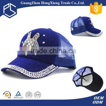 Stylish high quality girls rhinestones trucker cap