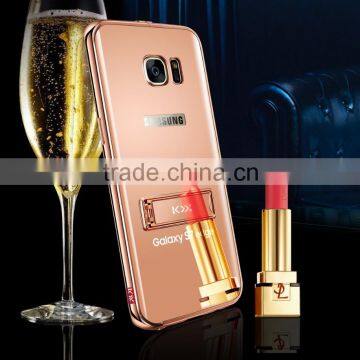 KXX Gold Series Stainless Steel Bumper With Acrylic Backplaneck Case for Samsung S7 Edge Luxury Mirror Back Stand Case MT-5580 photo-2
