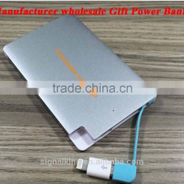 Wholesales promotional gift 2500mAh Ultra Slim Metal Business Card Power Bank Portable Power Bank For Mobile Phone