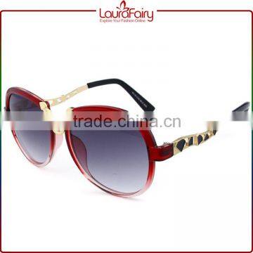 Laura Fairy China New Brand Lady Sexy Wave Shaped Temple Red Plastic Metal Sunglasses Quality Choice