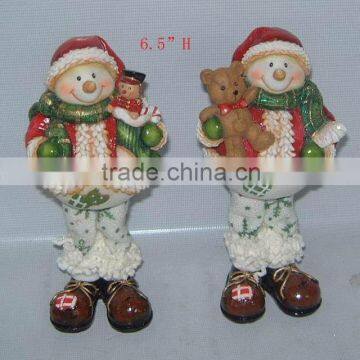 polyresin Snowman w/ fabric legs,2asst.