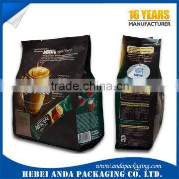 Gravure Pringing Instant Coffee Packaging Bags, Aluminum Foil Coffee Bags, Side Gusset Coffee Sachet