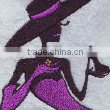 100% twill fabric iron on embroidery patch ,sexy lady design custom embroidery badge clothing patch