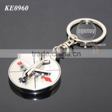 Rotate Mini Alloy Airplane Revolve Dial Playing Cards Symbol Round Shaped Metal Souvenir Aviator Keychain photo-6