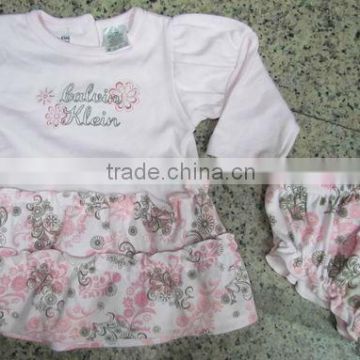 GS20598Tsummer cotton stock little girl's dress set 2 piece