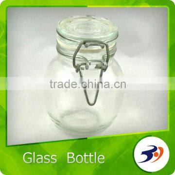 Made In China Empty Glass Jar With Glass Lid