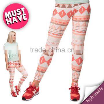 New Arrival Aztec Peach Printed Women Leggins High Elastic Sports Fitness Running leggings