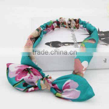 elegant ladies hair bows bulk floral printed elastic hair band for hair