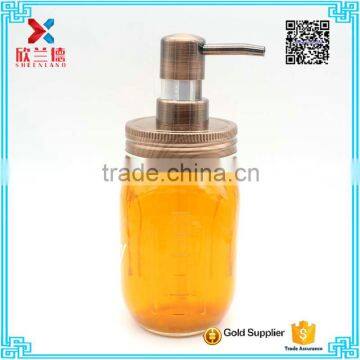 round shampoo hand soap glass bottle with press pump 450ml