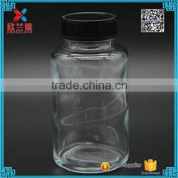 clear 150ml glass food storage jar with black lid,pill glass bottle                        
                                                                                Supplier's Choice