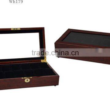 Huaxin 12 slots gloss wooden watch box lining black velvet