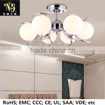 Modern high quality white glass ball pendant light for hotel or home made in ZhongShan China