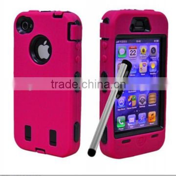 Shockproof and robot design combo case for iPhone 5 with touch pen stylus