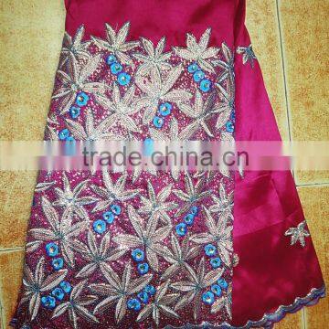 Latest African Design Sequins Raw Silk George Fabrics for Women Dress photo-3