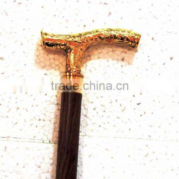 Designer rose wood walking stick/Golden design head walking stick wk1128