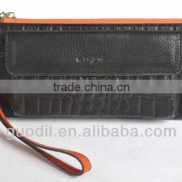 Crocodile embossed leather bag with pebble leather wallet 2013 for woman