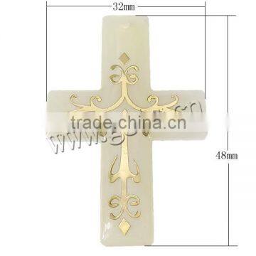 Yellow Cross Natural Freshwater Shell Pendants