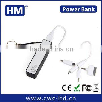 Wholesale shenzhen power bank with keychain CE/ROHS/FCC/UL 2200/2600HAM square shape plastic power bank