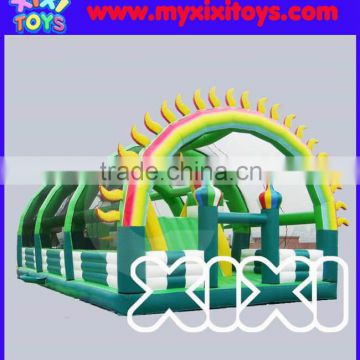 Popular inflatable fun city with netting roof,giant inflatable city for kids