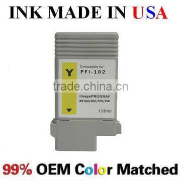 PFI-102Y Ink Tank 130ML Imageprograf IPF500 IPF600 IPF700 IPF750 IPF760