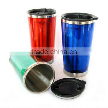 transparent double wall ss inner coffee cup