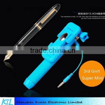 Super mini wired selfie stick Foldable Handheld Monopod Extendable selfie sticks for iPhone Samsung