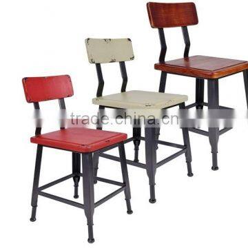 AKKS WOODEN SEAT AND BACK REST INDUSTRIAL DINING CHAIR SET