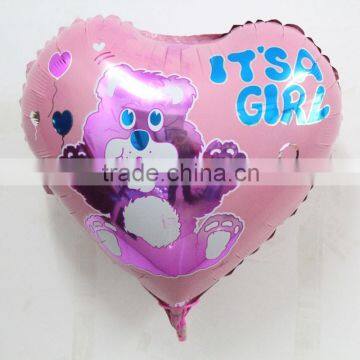 45*45cm it's a girl mylar balloons baby birthday supplies heart shaped foil ballons