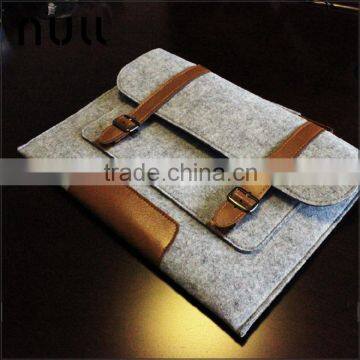 Fashion Design Handmade Leather Laptop Handbag Felt Tote Bag photo-3