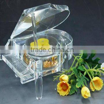 Best Selling Clear Transparents Crystal Piano Model Music Box For Wedding Favors