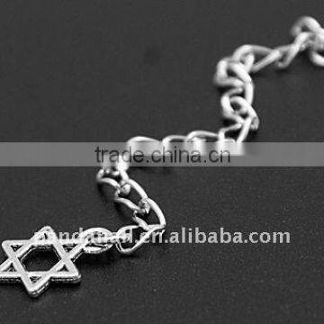 Brass End Chains, with Tibetan Style Pendants, Nickel Color, Brass Side Twist Chains: 3.4x1.4mm(FIND-JF00022)