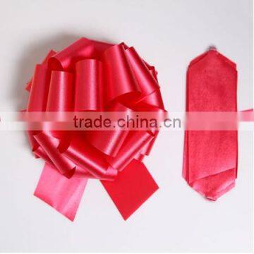 20cm Red Solid Plain Poly Ribbon Christmas Party Decoration POM POM Hand Pull Gift Bow