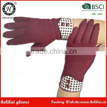 HELILAI Wine Red Ladies Smart Phone Spandex Gloves In Winter