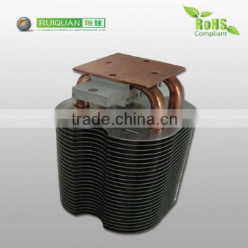 Double copper skiving heat pipe heatsink pin fin heatsink