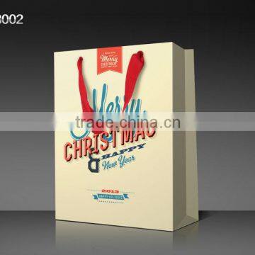 2013 New Arrival Christmas Cardboard Paper Shopping Gifts Bag With Drawstring Cord Ribbon Handles SD13002