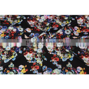 Shaoxing fabric polyester spandex flower print moss crepe fabric