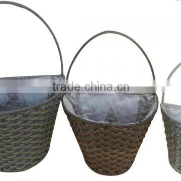 Semicircle Plastic Ribbion Hang Basket with Single Wire Handle Set 3