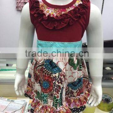 2016 Newest Boutique Girls Summer Outfits Popular Style Squirrel Printing Top Cotton Ruffle Outfits photo-5