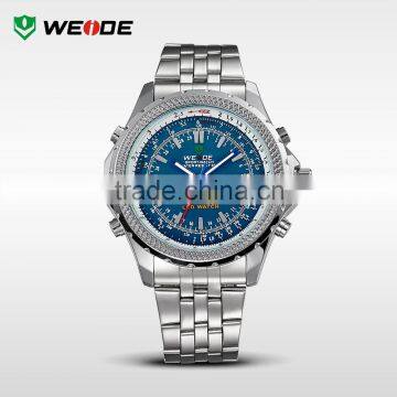 2014 WEIDE Brand Analog Digital LED Men Full Steel Watch Date Day Alarm Outdoor Men Sports Watches Men Quartz Wristwatches WH904