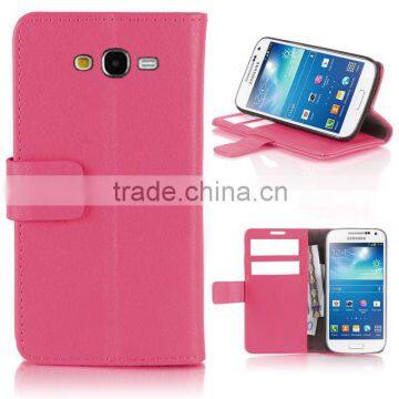 For Samsung GALAXY GRAND2 G7106/G7105 dark pink wallet leather case high quality factory's price