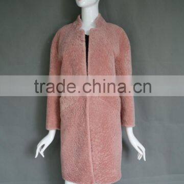 Light color lamb shearing fur long style sheep Cashmere fur coat best gift for women