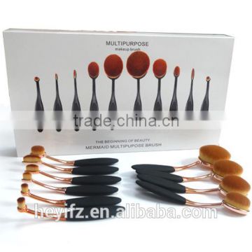 Synthetic Hair Toothbrush Shape Rose Gold Silicon Handle Makeup Brush Set