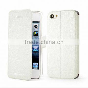 For iphone 5c TWO folded shining finish luxury custom leather flip cover