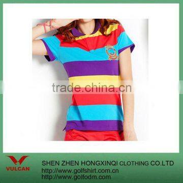 Cotton Multicolor Short-Sleeves Women Polo Shirt