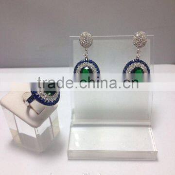 Customize design 925 sterling silver jewelry wholesale, Silver jewelry set with emerald stone