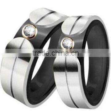 High quality sell like hot cakes stainless steel and black ceramic combination ring,alibaba website wholesale chinese jewelry